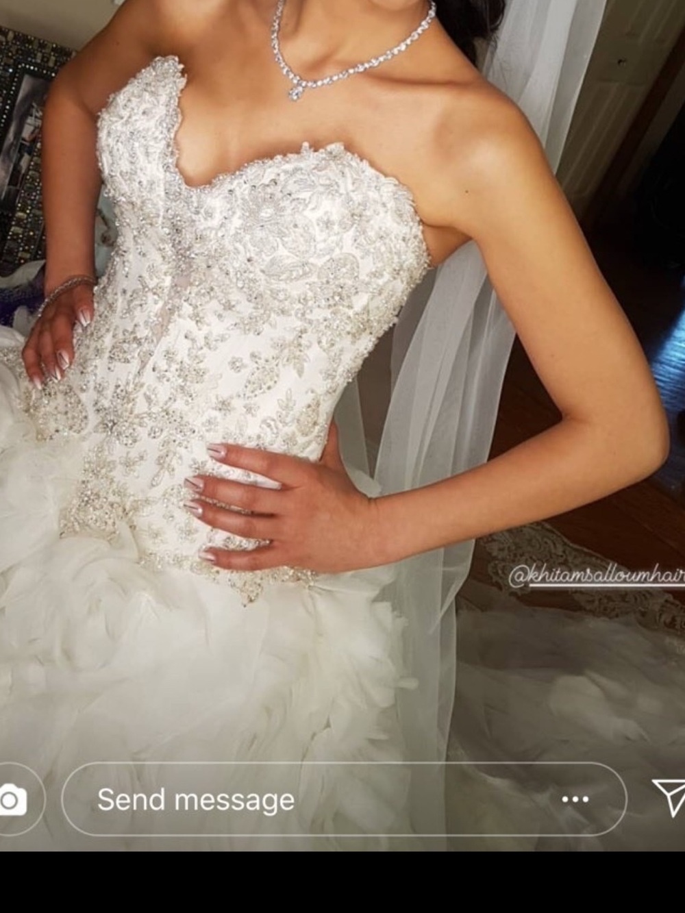 Allure Couture Bridals Ivory Strapless Beaded Ball Gown Wedding Dress